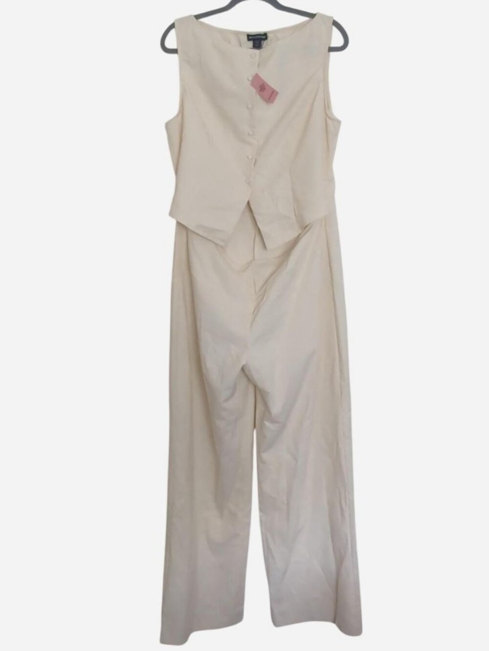 ✨ PLT Stone Linen Blend Waistcoat Straight Leg Jumpsuit Size 12